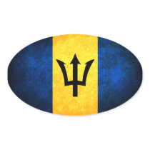Flag of Barbados Oval Sticker