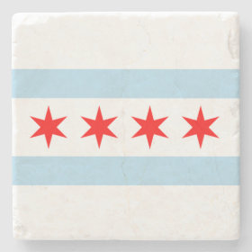 Flag of Chicago Stone Beverage Coaster