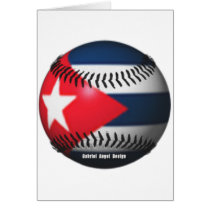 Flag of Cuba on a Baseball Greeting Card