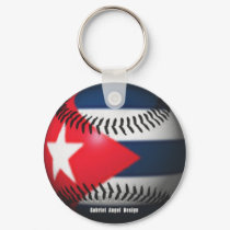 Flag of Cuba on a Baseball keychains