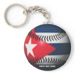 Flag of Cuba on a Baseball Keychain