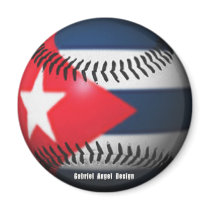 Flag of Cuba on a Baseball magnets
