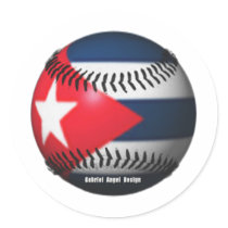 Flag of Cuba on a Baseball stickers