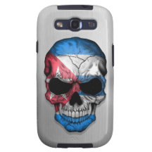 Flag of Cuba on a Steel Skull Graphic Galaxy S3 Covers