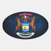 Flag of Michigan Oval Sticker