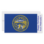 Flag of Nebraska, Happy Holidays from U.S.A. Personalized Photo Card