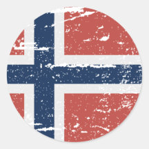 FLAG OF NORWAY ROUND STICKER