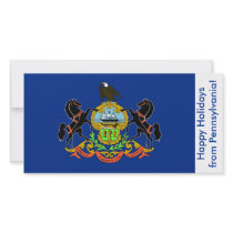 Flag of Pennsylvania, Happy Holidays from U.S.A. Custom Photo Card