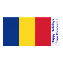 Flag of Romania, Happy Holidays from Romania Photo Card Template