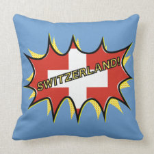 Flag of Switzerland, comic style starburst Pillows