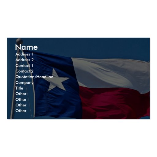 Flag of Texas Business Cards (front side)