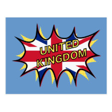Flag of The United Kingdom "KAPOW" starburst Postcards