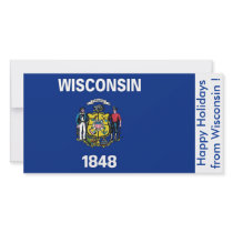 Flag of Wisconsin, Happy Holidays from U.S.A. Customized Photo Card