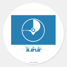 Flag of Yap, with name Round Sticker