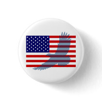 Flag & Patriotic Eagle Pinback Button