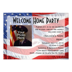 Flag/Photo Military Welcome Home Party Invitation