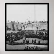 Flag Raising at Fort Sumter near Charleston 1865 Print