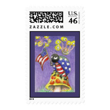 Flag waving Fourth of July Ladybug Stamps