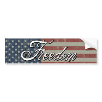 Flag with Freedom bumper stickers by LibertyShack Flag with Freedom bumper stickers