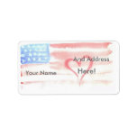 Flag with Heart Watercolor Address Labels labels