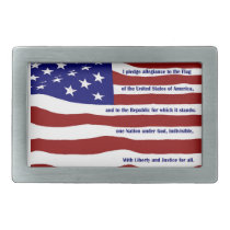 Flag with Pledge of Allegiance Belt Buckle