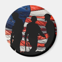 Flag with Soldier Silhouette Magnet