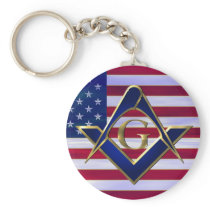 Flag with Square and Compasses Keychain