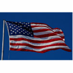 Flag with stars and stripes is flying high, USA