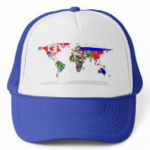 Flagged world cap hats