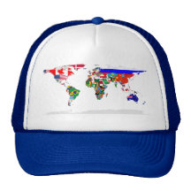Flagged world cap hats