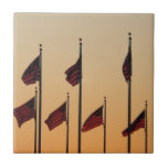 Flags at Sunset I American Patriotic USA Tile