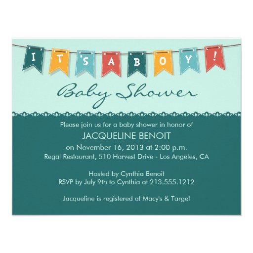 Flags It's A Boy Baby Shower Invitation