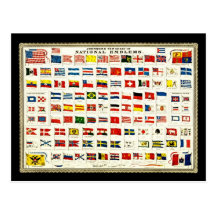 Flags of Countries - Vintage Chart Post Cards