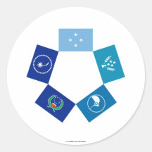 Flags of Micronesia and its States Round Sticker