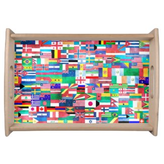 Flags of Nations Collage Service Tray