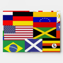 Flags of the world collage envelopes