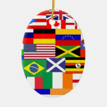 Flags of the world collage ornaments