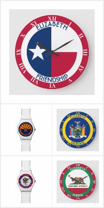 Flags Of US States Clocks and Watches Collection
