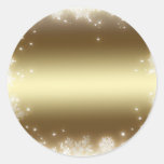flake, gold round stickers