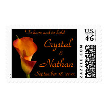 Flame Calla Lily Wedding Postage Stamps