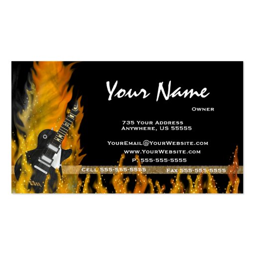 Flame Guitar Business Cards (front side)