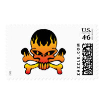 Flame skull postage stamp