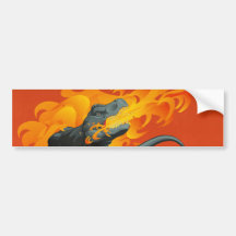 Flame Throwing Dinosaur Art by Michael Grills Bumper Stickers