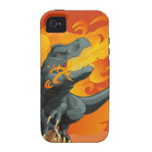 Flame Throwing Dinosaur Art by Michael Grills Case-Mate iPhone 4 Covers