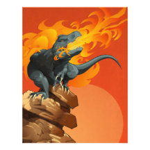 Flame Throwing Dinosaur Art by Michael Grills Letterhead