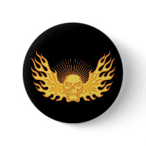 Flame-Wing-Skull Button