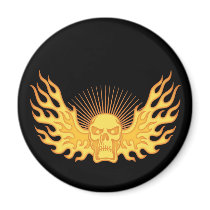 Flame-Wing-Skull Refrigerator Magnets