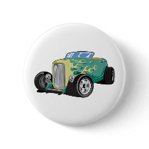 Flamed Roadster buttons by hotrodshirts Flamed Roadster buttons