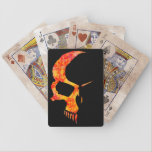 Flamed tribal style skull distressed poker cards playing cards