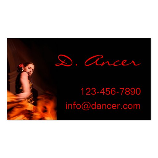 flamenco dancer business card templates (front side)